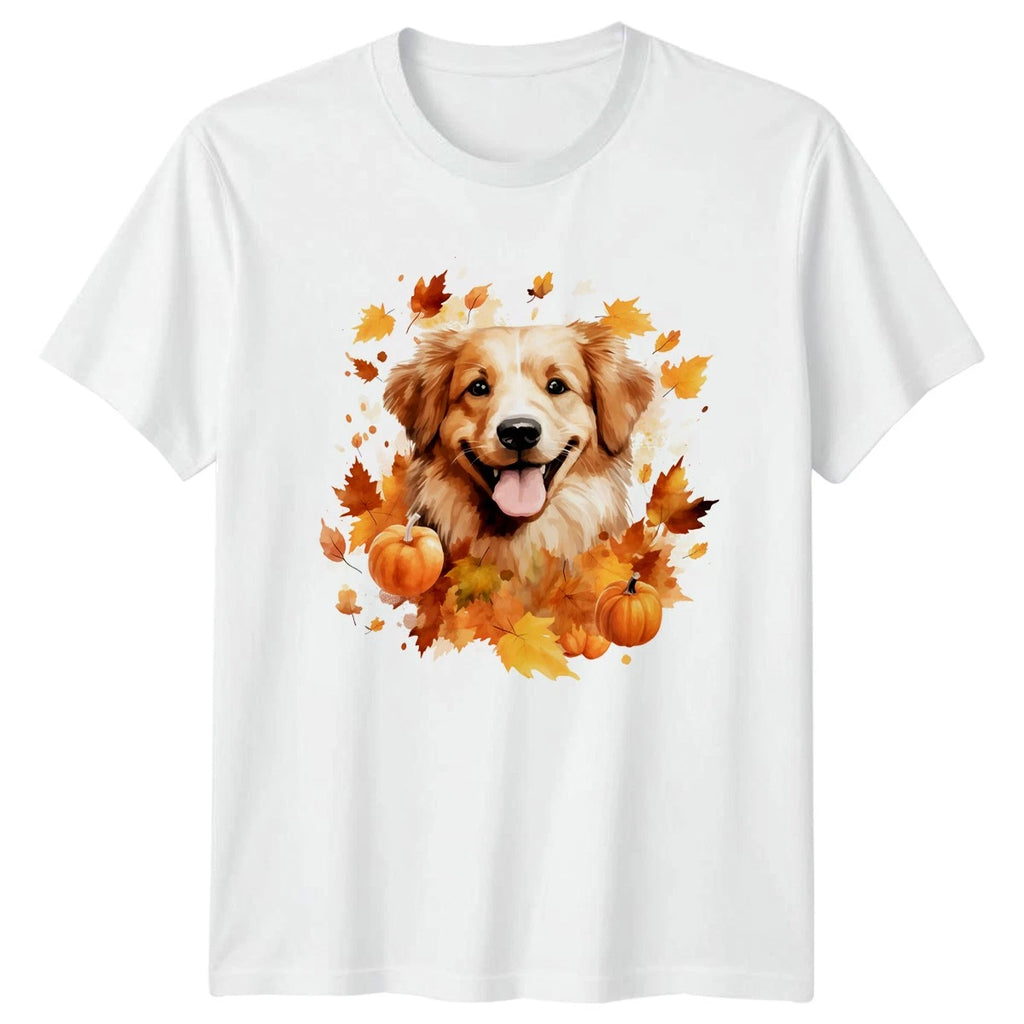 Cute Fall Dog Watercolor T-Shirt Golden Retriever Autumn Dogs Gift For Him