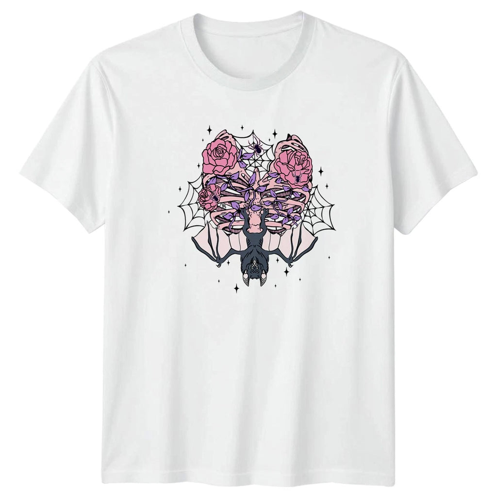 Gothic Ribcage Roses Bat Spiderwebs T-Shirt Pastel Goth Gift For Him And Her