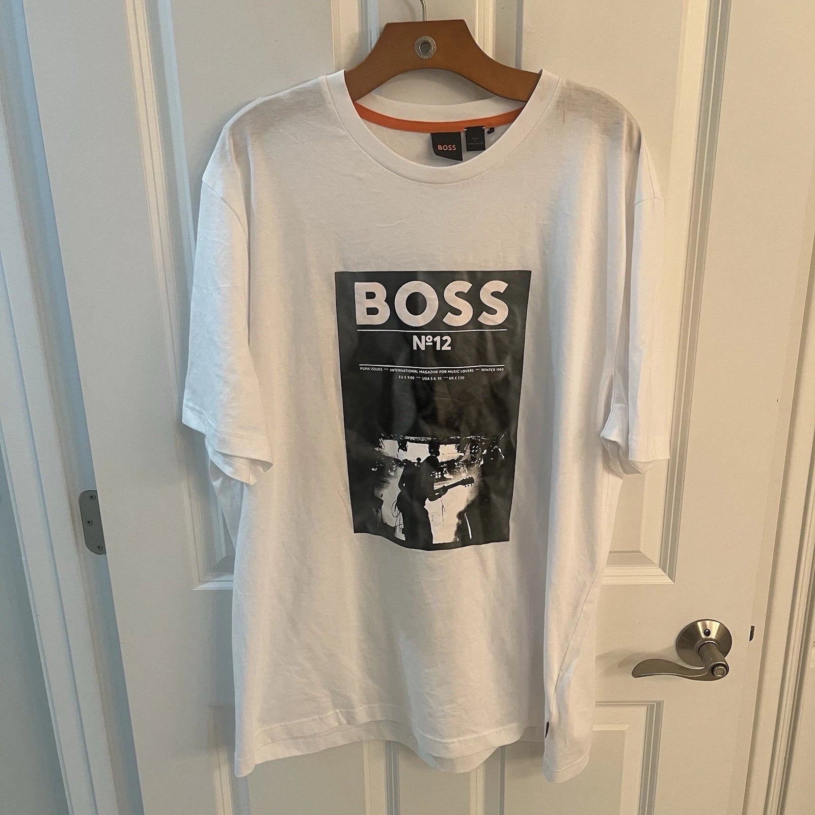 Hugo Boss Men 3XL Athletic Fit Tee T Shirt White Punk Graphic Portugal Made