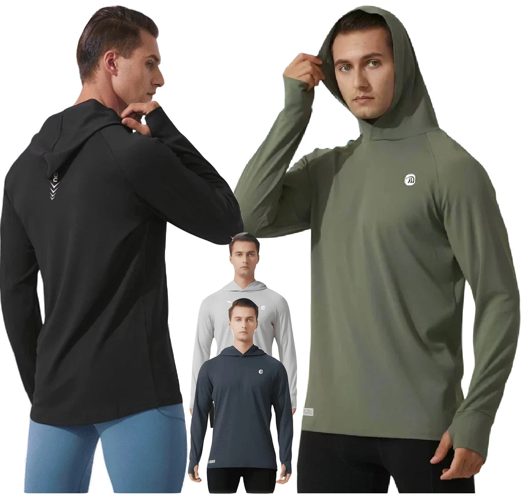 Mens Hoodies UPF 50+ Sun Protection Performance Long Sleeve Shirt Quick Dry Tops