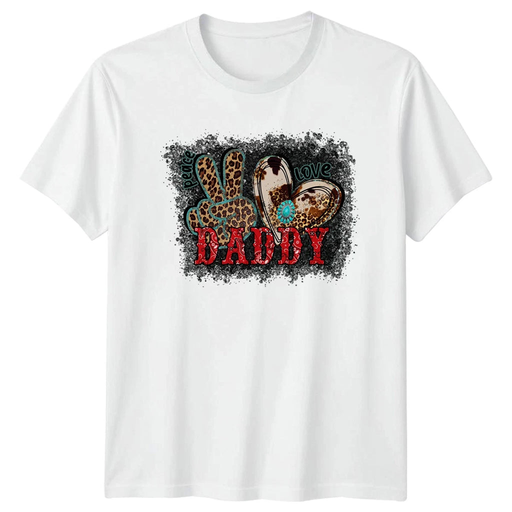 Peace Love Daddy Mens T-Shirt Western Boho Dad Family Fathers Day Gift For Him