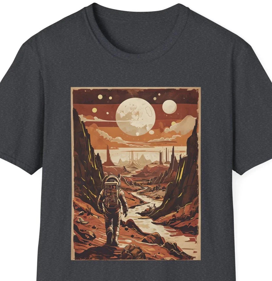 Astronaut Space T-Shirt, Vintage Sci-Fi Graphic Tee, Alien Planet Astronomer