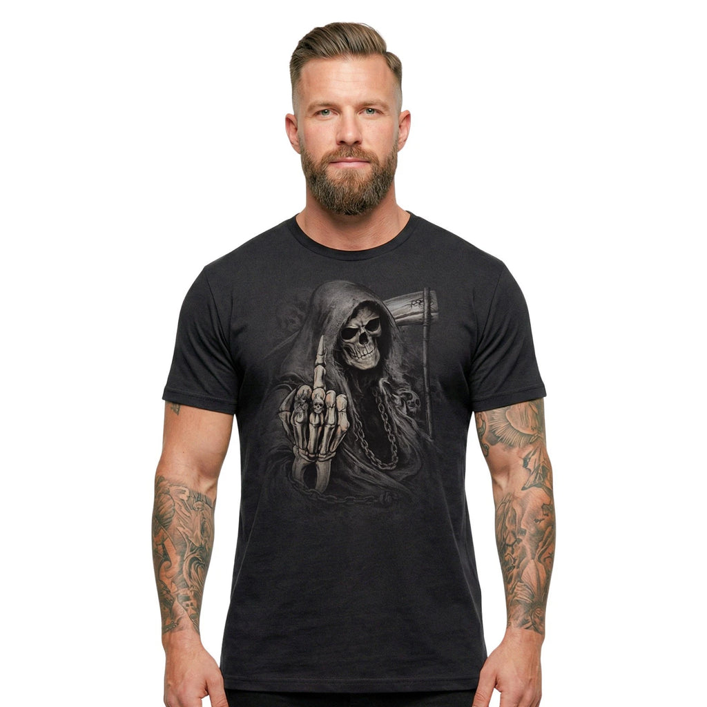 Funny Reaper Skeleton T-Shirt |Skull Goth Offensive Rude Halloween Top