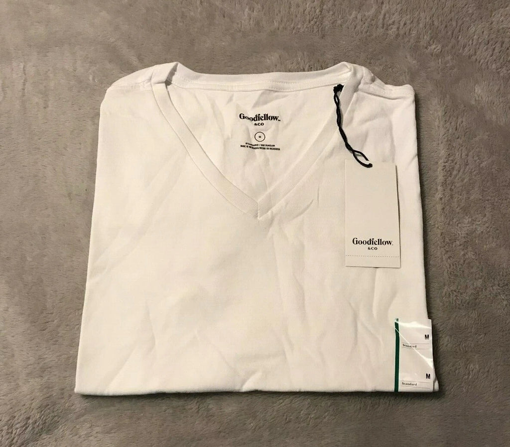 Goodfellow & Co Men's Standard Fit Short Sleeve V-Neck T-Shirt, Medium White NWT