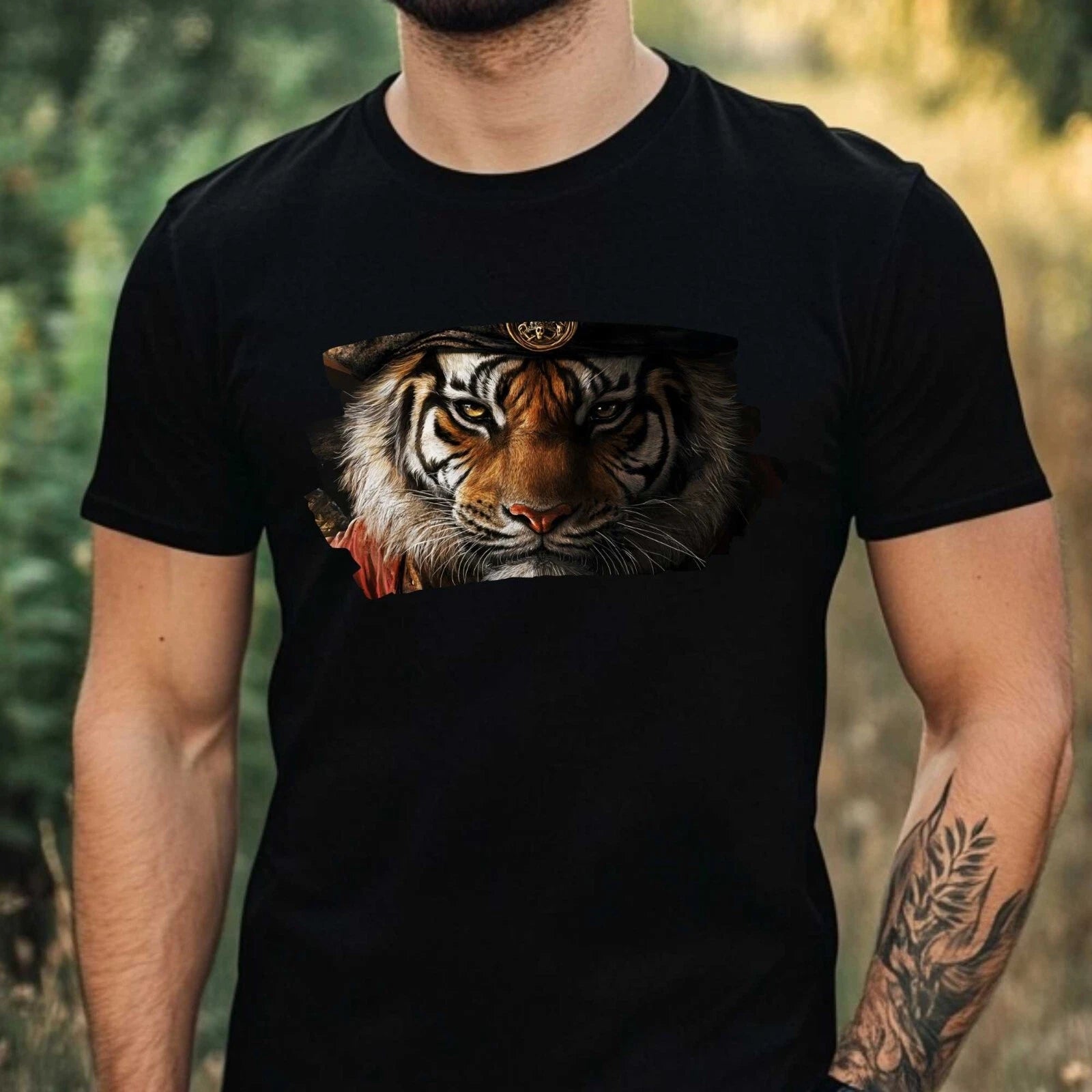 Mens Bengal Pirate Tiger Print Cotton T-Shirt Size XS to 5XL