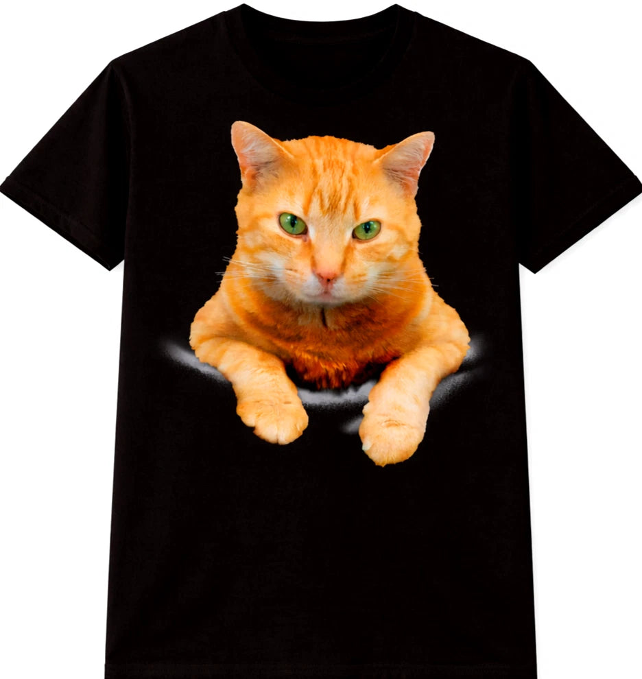 Cat Lover T Shirt Funny Orange Cat Graphic Tee Cute Kitty Face Pet Owner Top