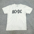 AC/DC Shirt Men's Small White ACDC Tie Dye Graphic Tee Crew Neck Short Sleeve