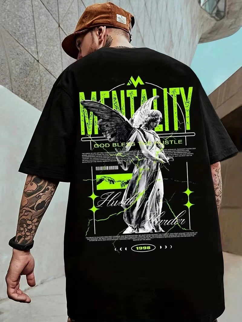 Men’s Short-Sleeve T-Shirt with Stylish Letter Graphic Print – Casual Everyday