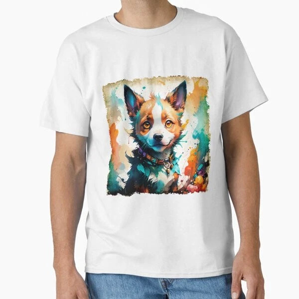 Puppy with grunge frame Classic T-Shirt T-Shirt Made in US/AUS Size S-2XL