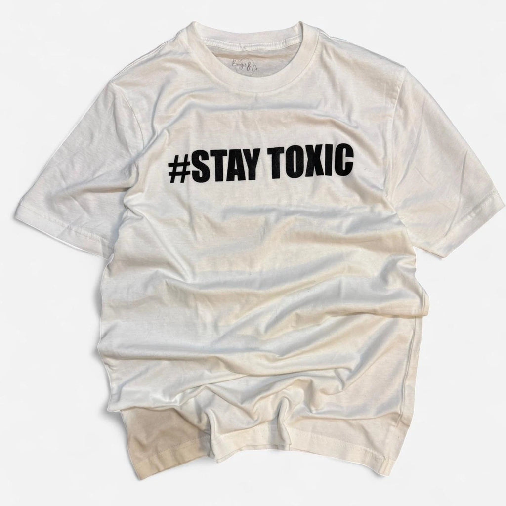 Stay Toxic White Graphic Tee Men’s M Streetwear Meme Shirt