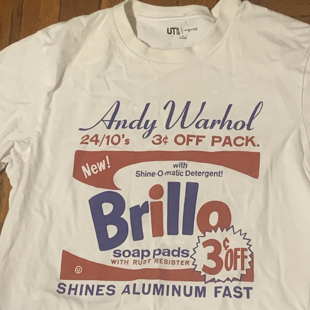 Uniqlo Adult Size Small Andy Warhol Brillo Pad Pop Art White Graphic T-Shirt