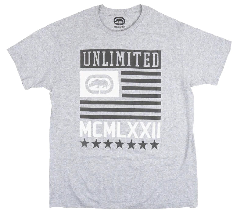 Ecko Unltd Men's T-Shirt Gray Heather with white design Graphic T-Shirt E022T220