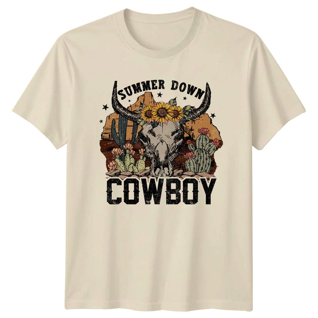 Summer Down Cowboy Womens T-Shirt Boho Western Apparel Gift For Her