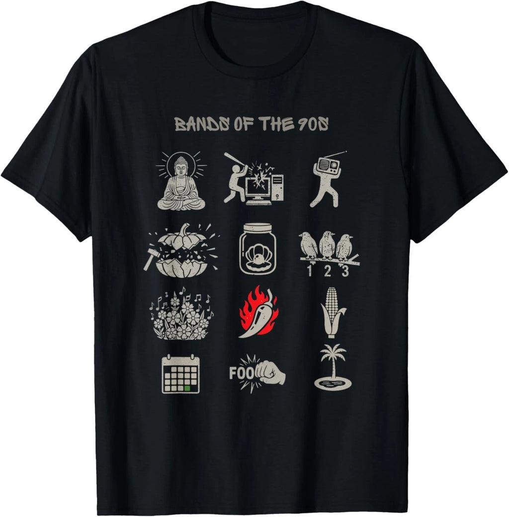 Vintage Popular Bands of The 90s Funny Retro Rock Minimalist T-Shirt