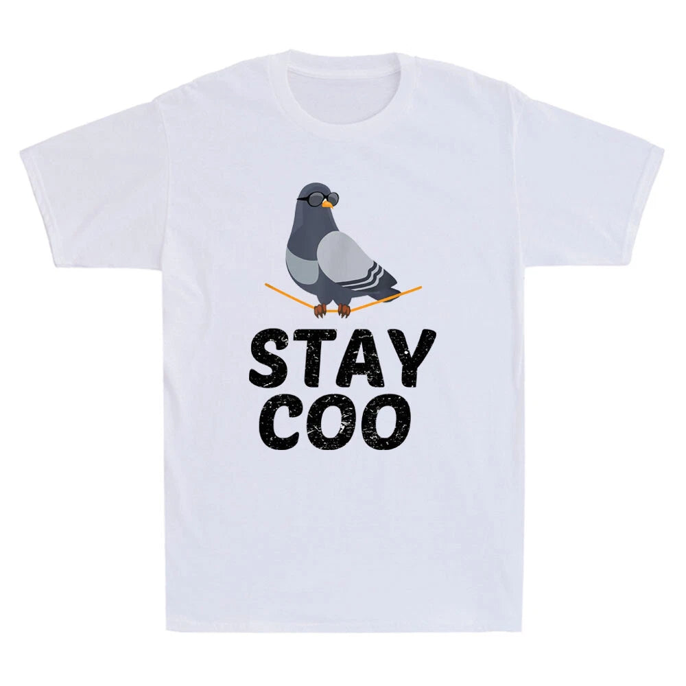 Stay Coo Bird Shirt - Birding Funny Bird with Glasses Meme Novelty Men's T-Shirt