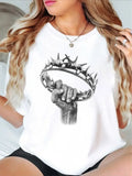Dark Fantasy Crown T-Shirt - Vintage Gothic Hand Holding Crown Unisex Tee