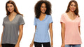 Felina Women Slub Jersey V-Neck Tee Short Sleeve T-Shirt