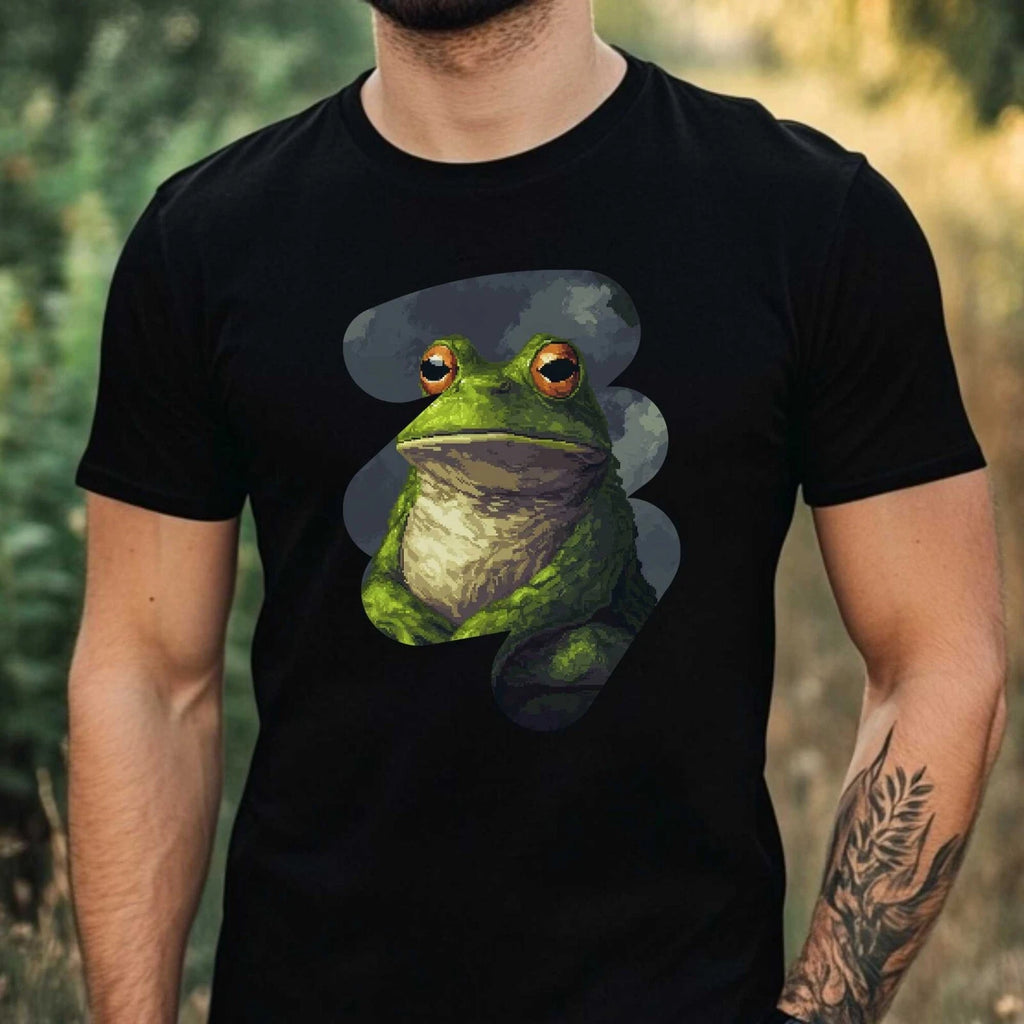 Mens Frog Pixel Art Motif Cotton T-Shirt Size XS to 5XL