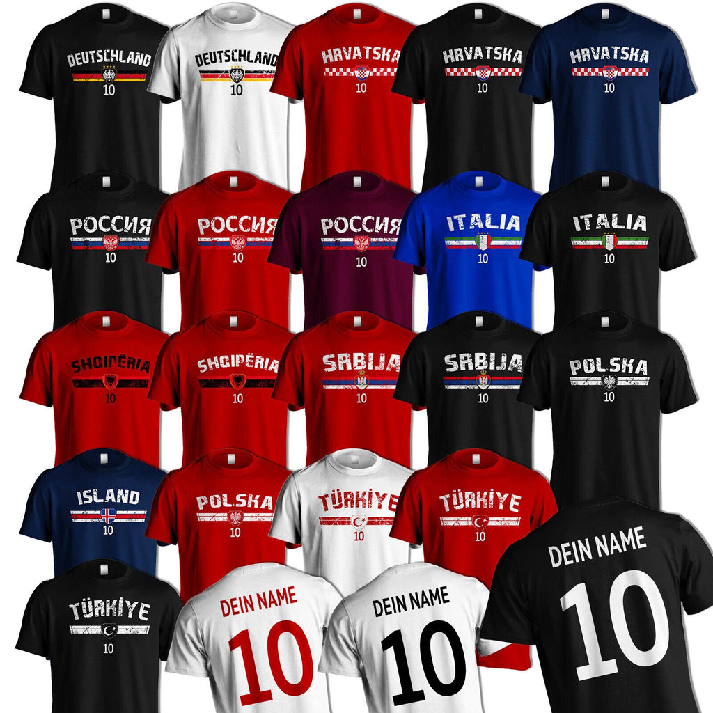 Personalised Football T-Shirt Custom Text Name Number Jersey Mens Womens World Cup
