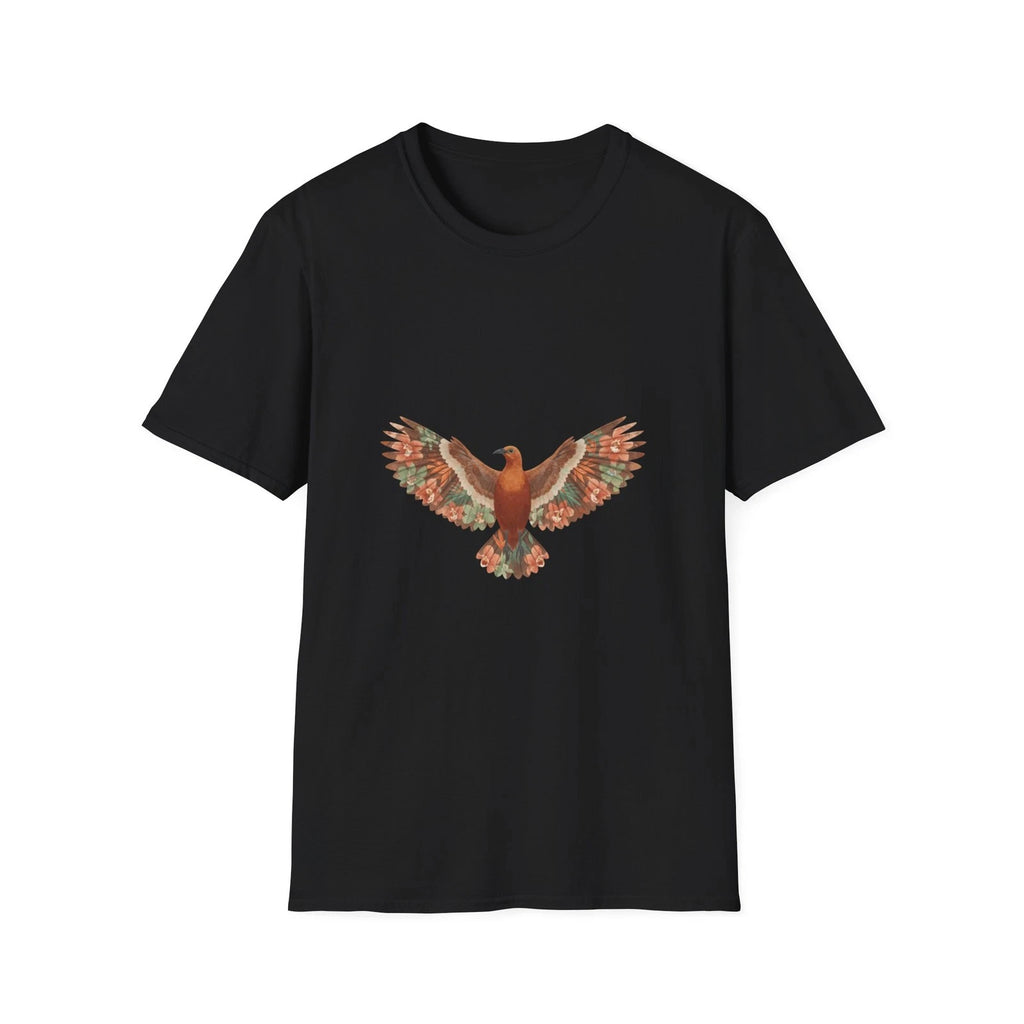Bird Floral Watercolor Nature Boho Black T-Shirt Aesthetic Print Tee