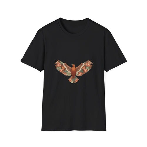 Bird Floral Watercolor Nature Boho Black T-Shirt Aesthetic Print Tee