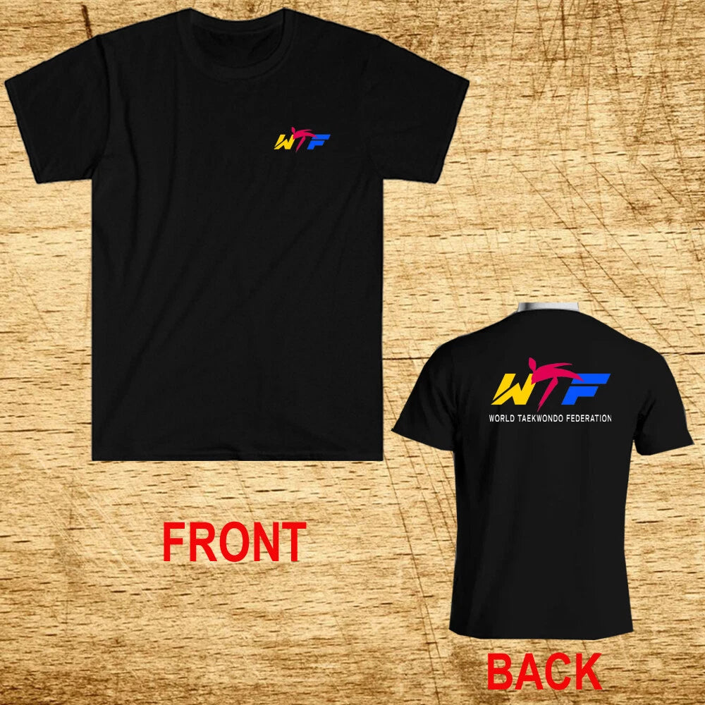 WTF Taekwondo Martial Arts Sports Men's Black Size S-5XL