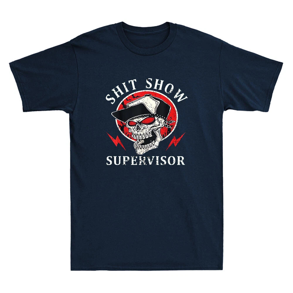 Sht Show Supervisor Skull Hat Funny Sarcastic Quote Joke Vintage Men's T-Shirt
