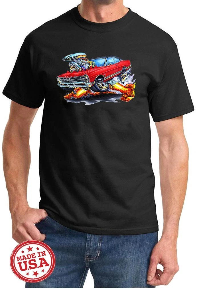 1967 Ford Galaxie Hardtop Cartoon Color Tshirt NEW FREE SHIPPING