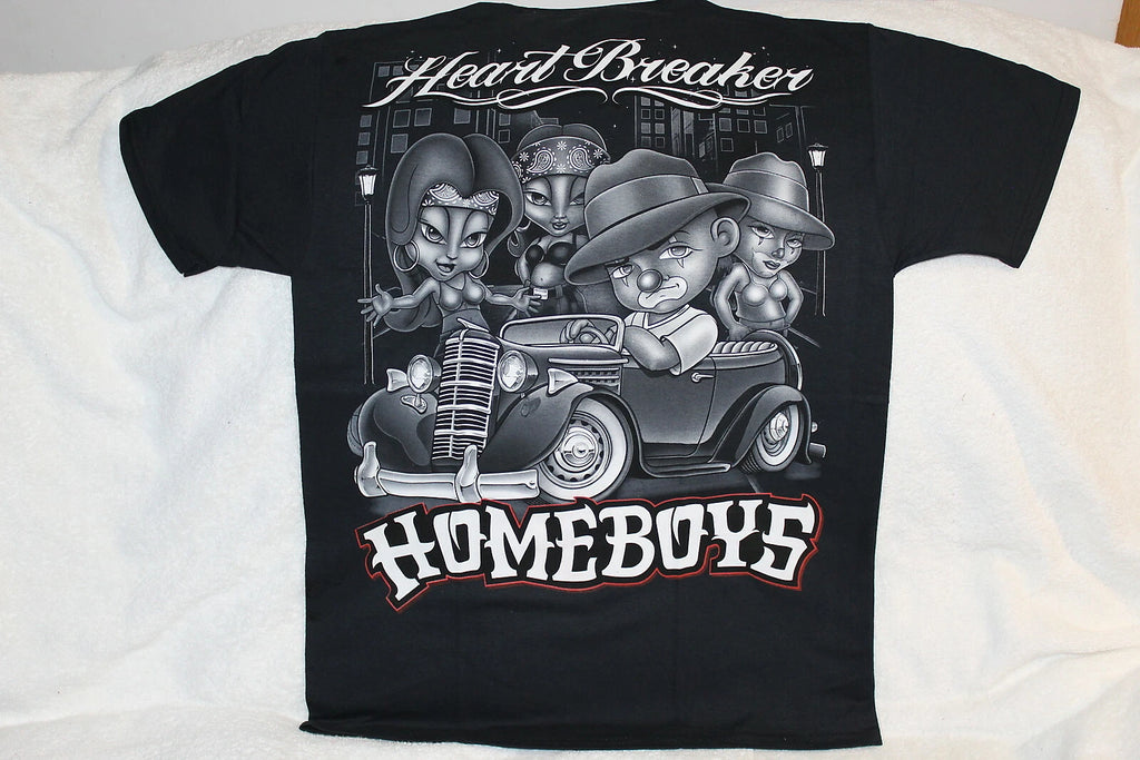 HOMEBOYS HEART BREAKER CAR HOMIES GANGSTER URBAN T-SHIRT SHIRT