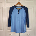 American Eagle Mens Blue Raglan Henley 3/4 Sleeve Vintage Fit T-Shirt Small