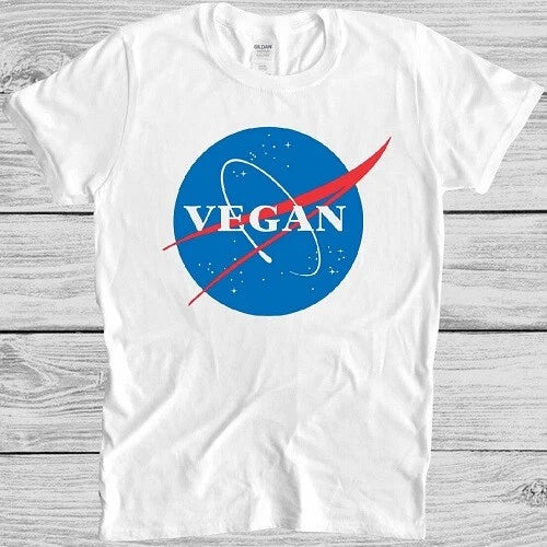 Vegan NASA T Shirt Vegetarian Vintage Funny Cool Gift Tee M161