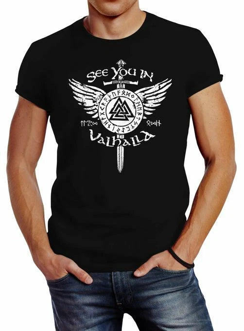 See You In Valhalla Sword Runes Odin Vikings Fashion Men's T-Shirt