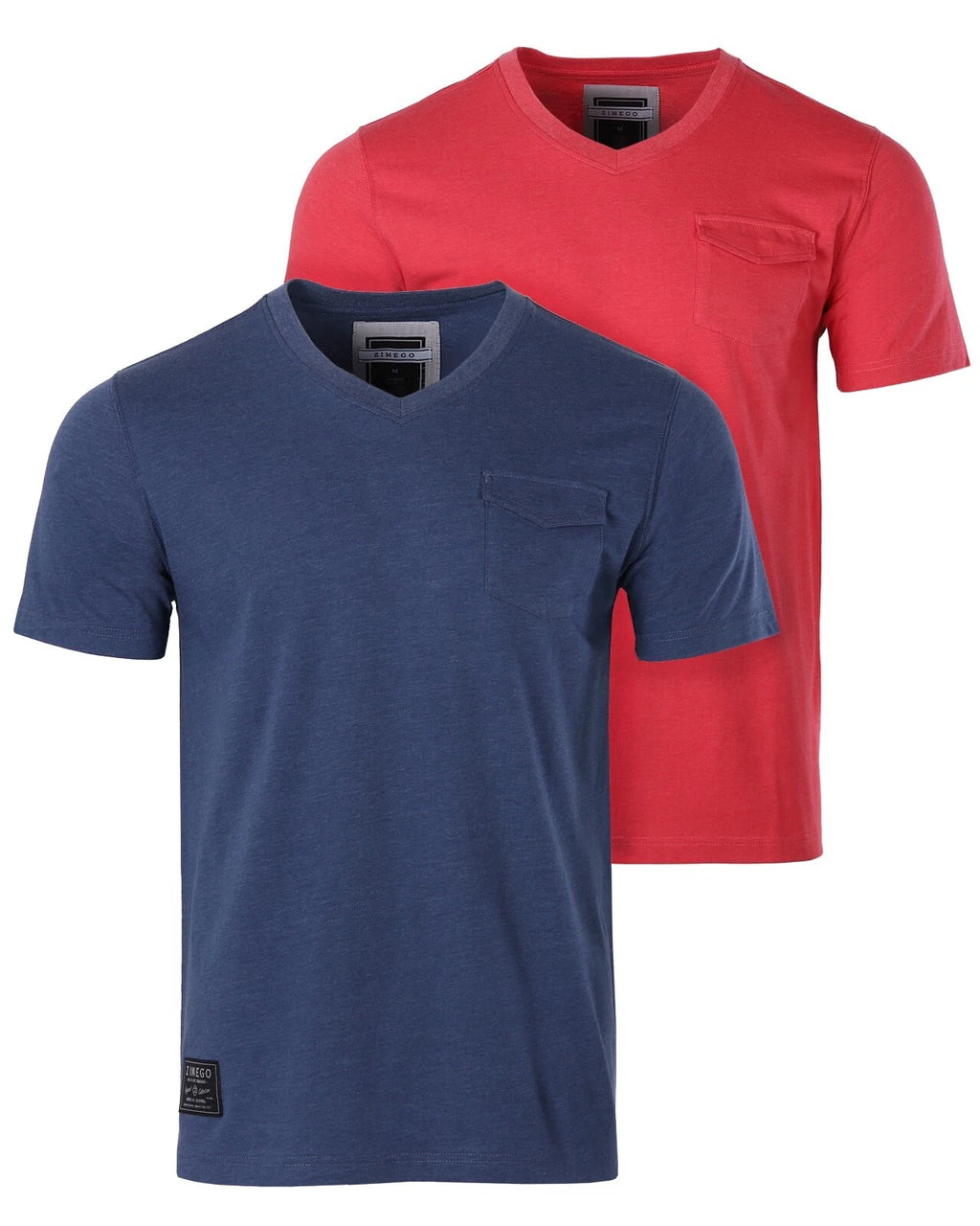 ZIMEGO Men's V-Neck Short Sleeve Tee with Chest Pocket – Essential Basic Casual