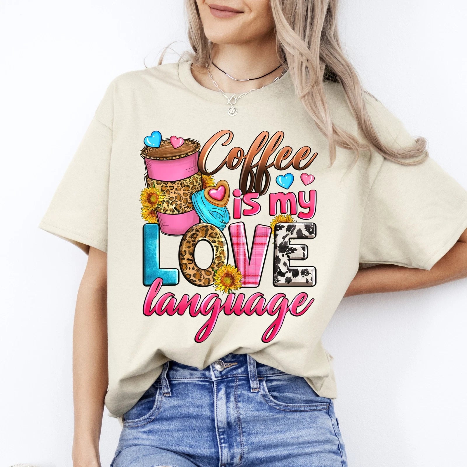 Coffee is my love language T-Shirt Barista coffee lover Unisex tee White Sand Sp