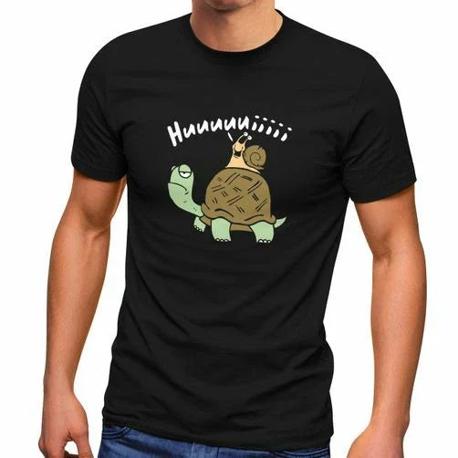 Turtle Snail Huuuiiii Funny Funny Joke Comic Mens T-Shirt