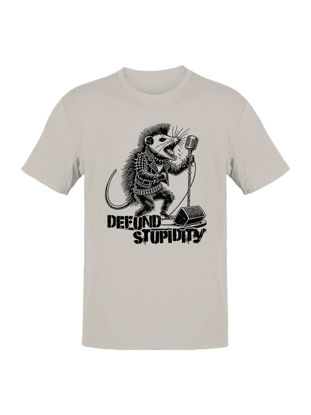 Defund stupidity, opossum with punk style singing rock metal Men's T-shirt