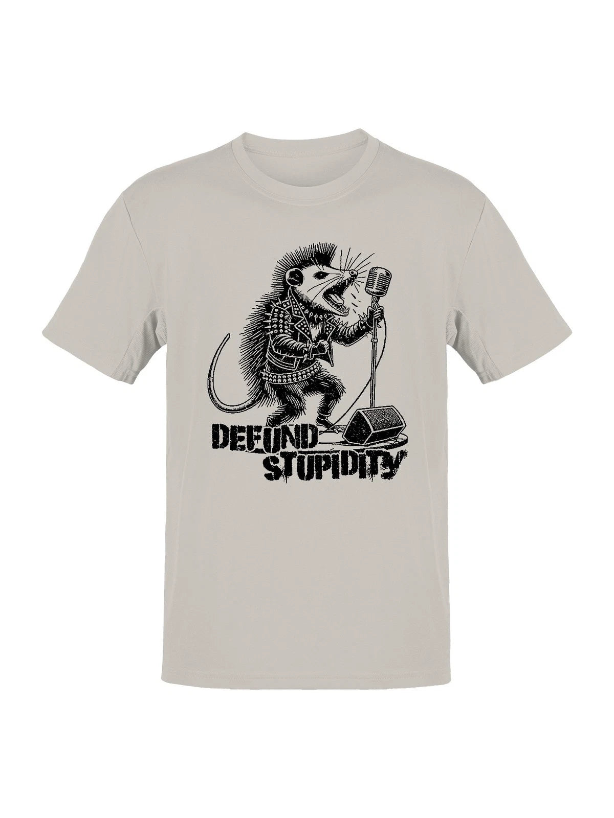 Defund stupidity, opossum with punk style singing rock metal Men's T-shirt