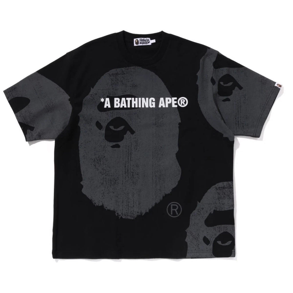 BAPE Black Graphic Tee A Bathing Ape Big Logo Streetwear Y2K Nigo Skater
