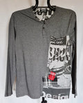 VINTAGE AUTHENTIC DESIGUAL POP ART LOGO GRAY MENS SHIRT SIZE US 44 XL EU 112