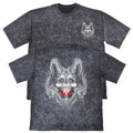 666 Red Gothic Skull Unisex Mens Carbon Grey 240gsm French Terry Acid Wash T-...