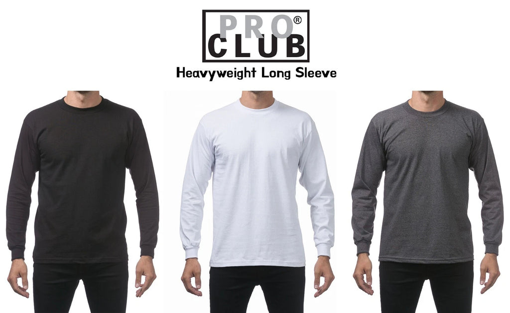 Pro Club Men's Heavyweight Cotton Casual Long Sleeve Crew Neck T-Shirt Big Tall