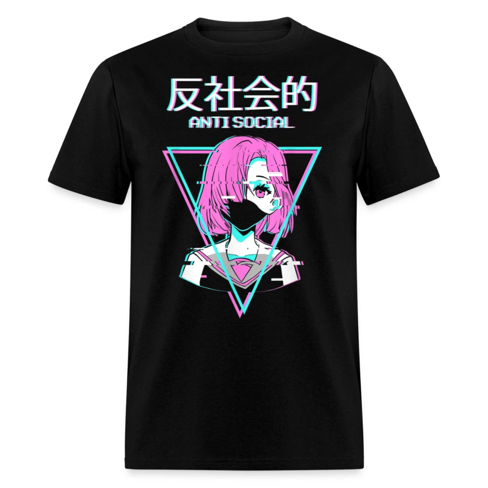 Antisocial Vaporwave Anime Girl Japanese Aesthetic T-Shirt