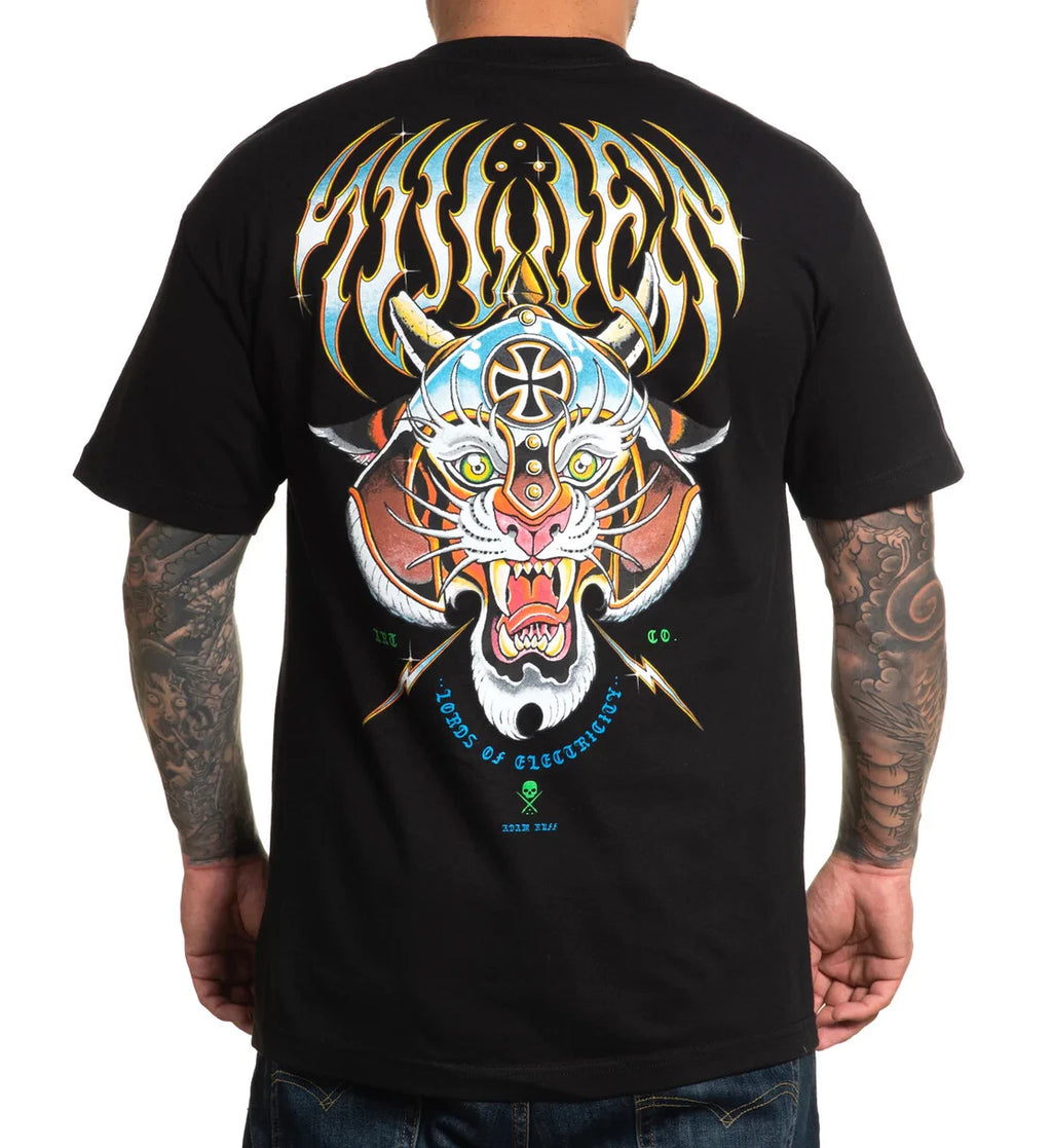 Sullen Pin Up Punk Bike Street Gothic Americana Tattoo Art Mens Tee METAL CAT