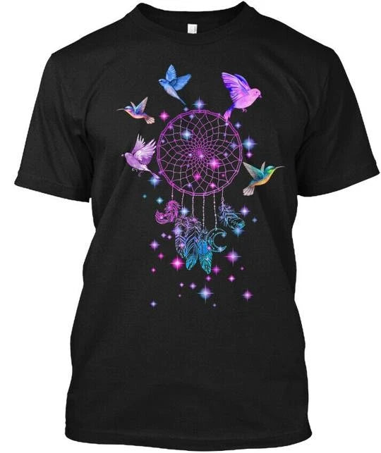 Bird-dream Catcher Lth T-Shirt Made in the USA Size S to 5XL