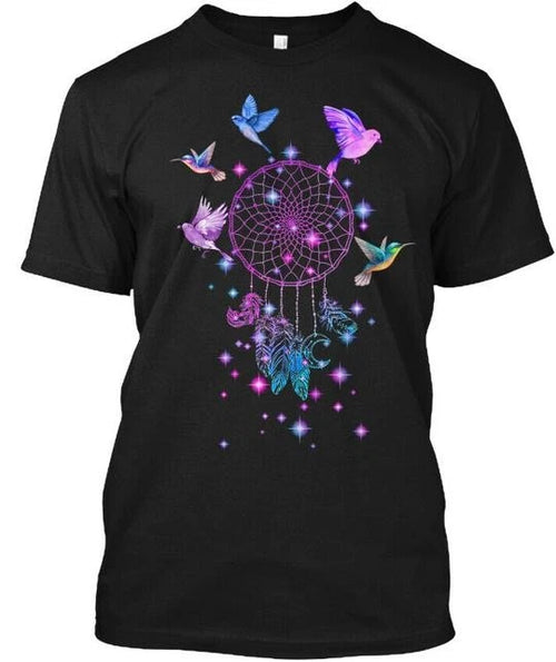 Bird-dream Catcher Lth T-Shirt Made in the USA Size S to 5XL