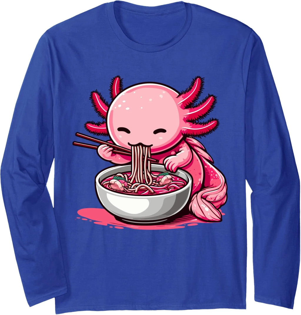 Funny Axolotl Gifts Anime Kawaii Eating Ramen Cute Long Sleeve T-Shirt