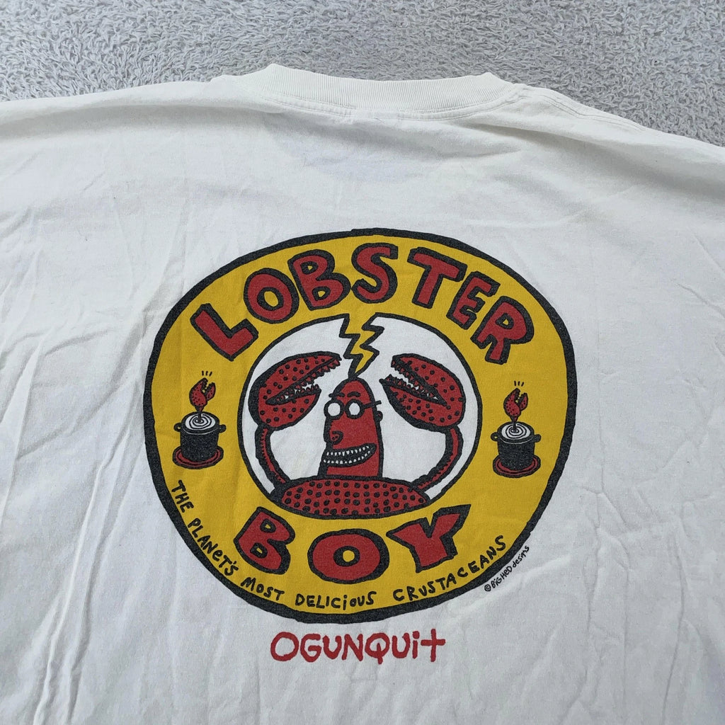 Vtg Lobster Boy Ogunquit Maine T-Shirt L/XL Restaurant BigHead Designs Pop Art