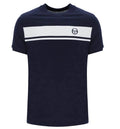 Sergio Tacchini Mens T-Shirt Master Logo Branded Crew Cotton Tee in Navy Blue