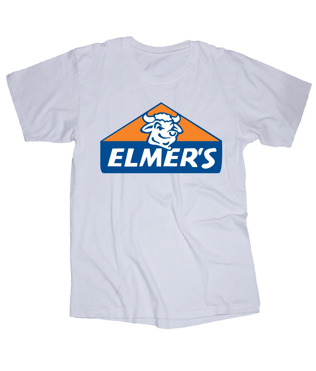 Elmers Glue logo wood working white t-shirt school