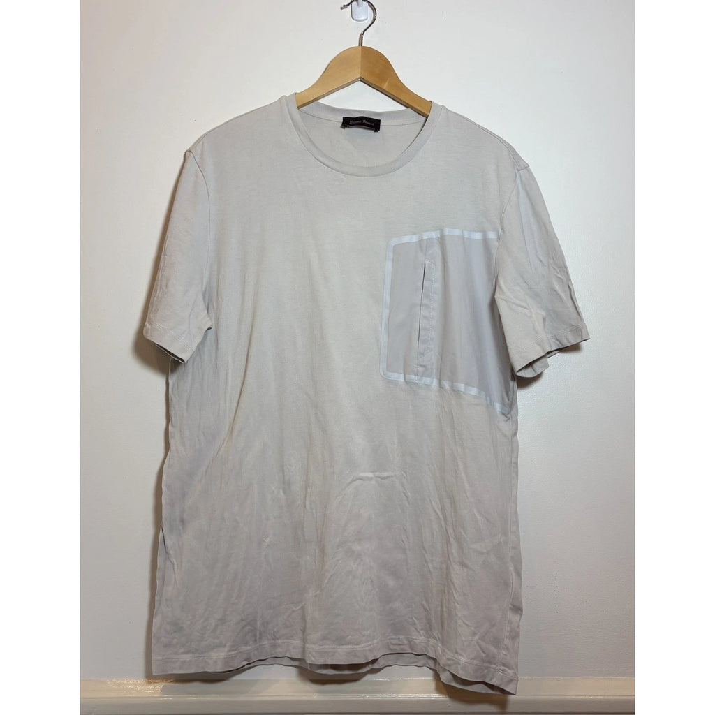 Herno Laminar JG00027UL Technical Pocket Tee Crewneckk Beige Sz 52 XL Italy Lux